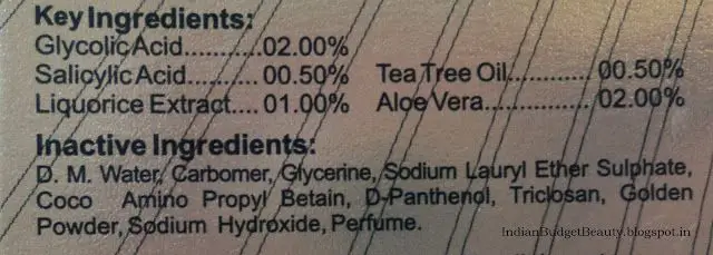 Cutishine Face Wash Ingredients