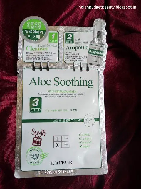 L'affair Aloe Soothing 3 Step Skin Renewal Mask Review