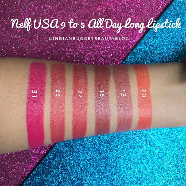 Nelf USA 9 to 6 Lipstick Swatches