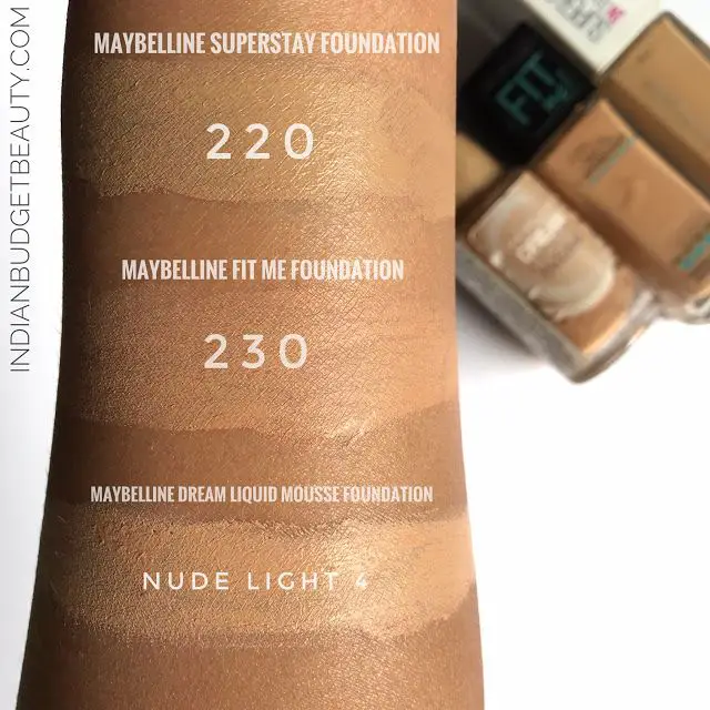 Maybelline superstay Full Coverage Foundation swatches