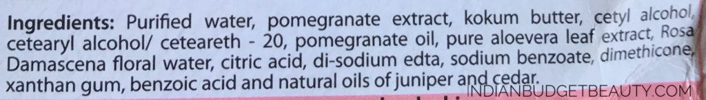pomegranate body cream vanya herbals ingredients 1