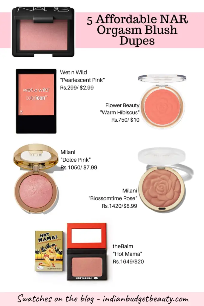 5 Affordable NARS Orgasm Blush Dupes | With Swatches