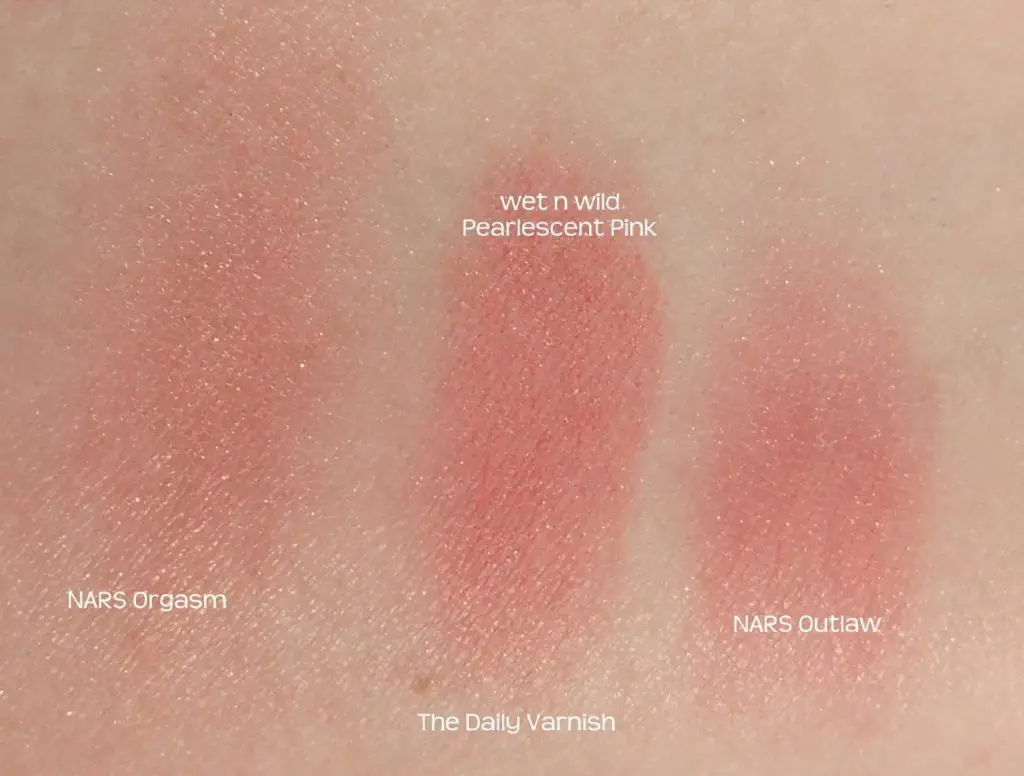 wet n wild pearlescent pink nars dupe