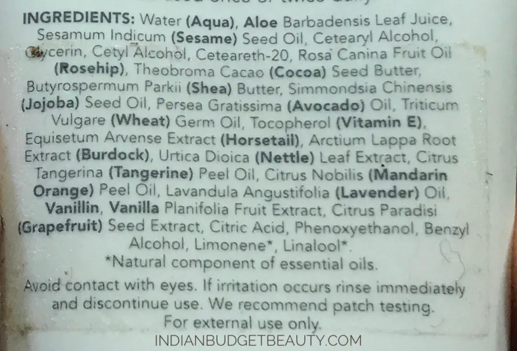 sukin signature facial moisturiser ingredients