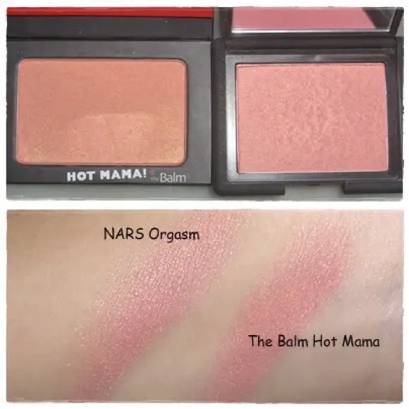the balm hot mama nars orgasm swatch dupe