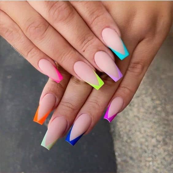 colourful french tip nails