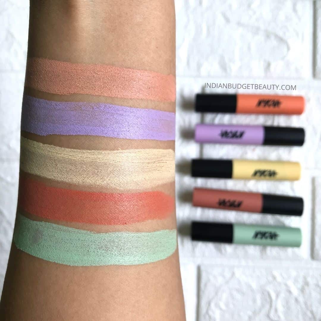 nykaa instablur color corrector stick swatches