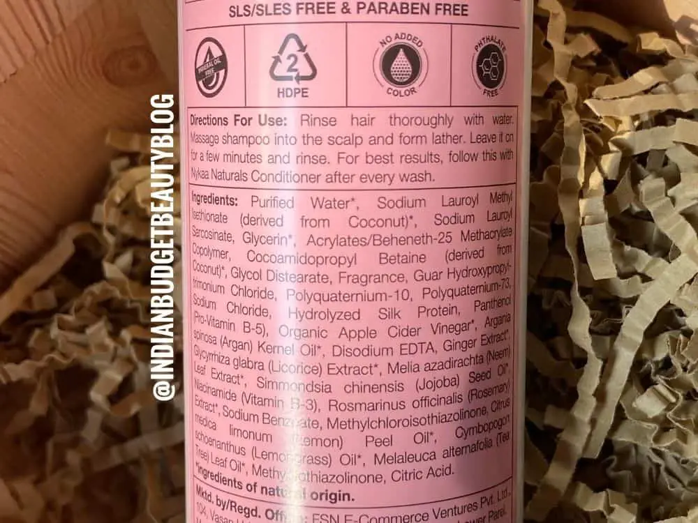 nykaa naturals shampoo ingredients