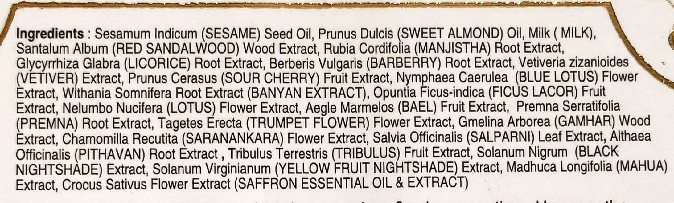 soulflower kumkumadi oil ingredients