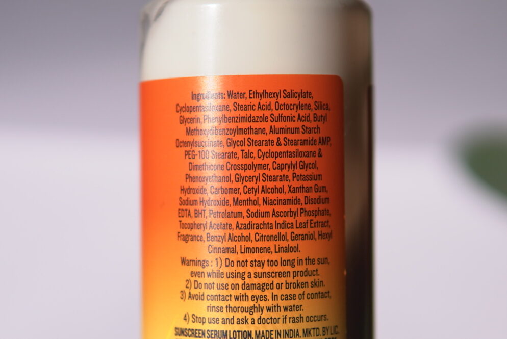 Vaseline Sun Protect & Calming SPF 30 Body Serum Lotion Ingredients